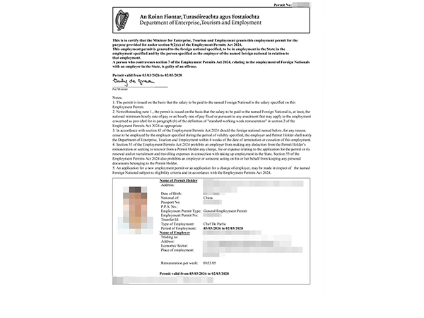 Irish work permit