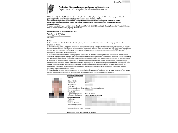 Irish work permit